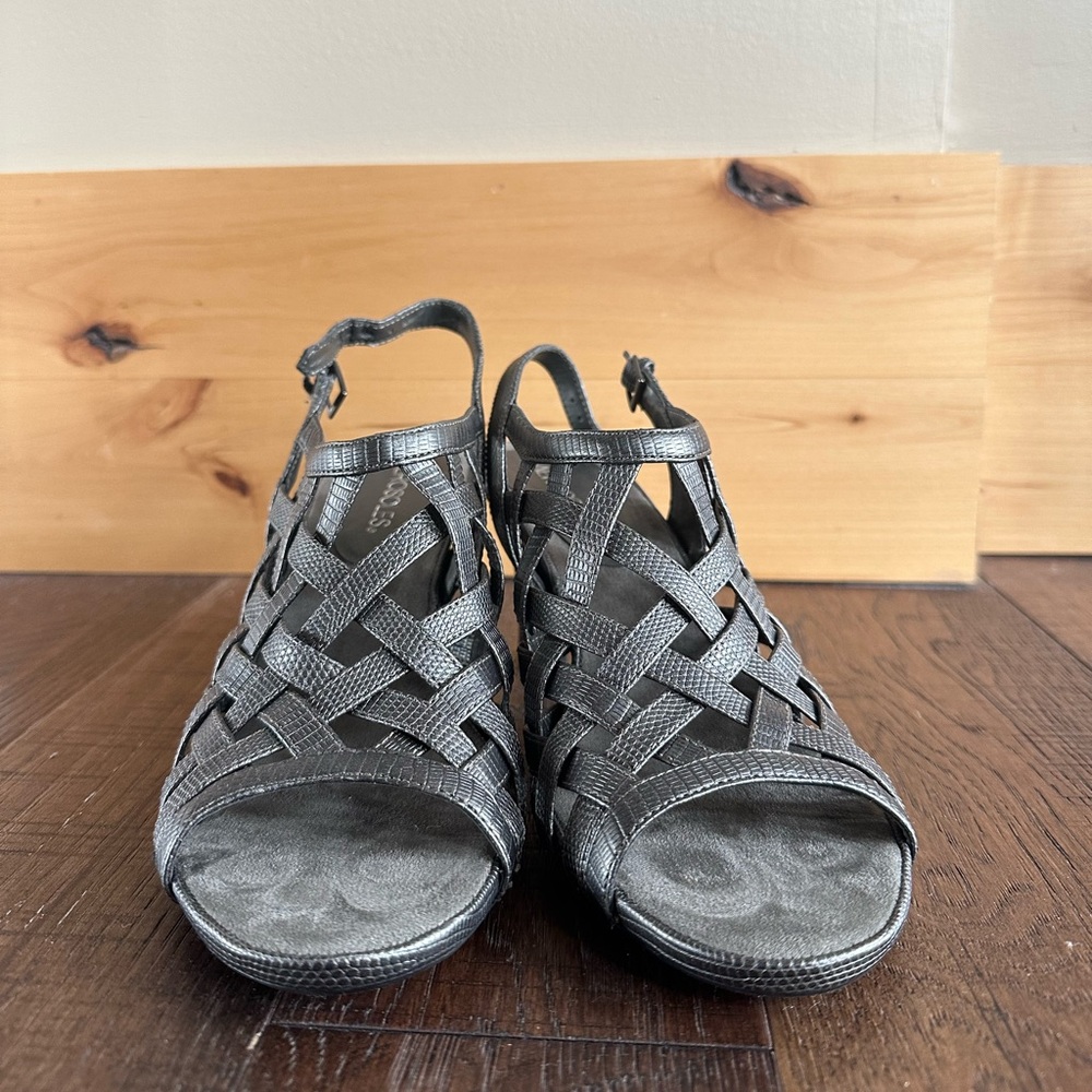 Women’s Pewter Woven Heels
